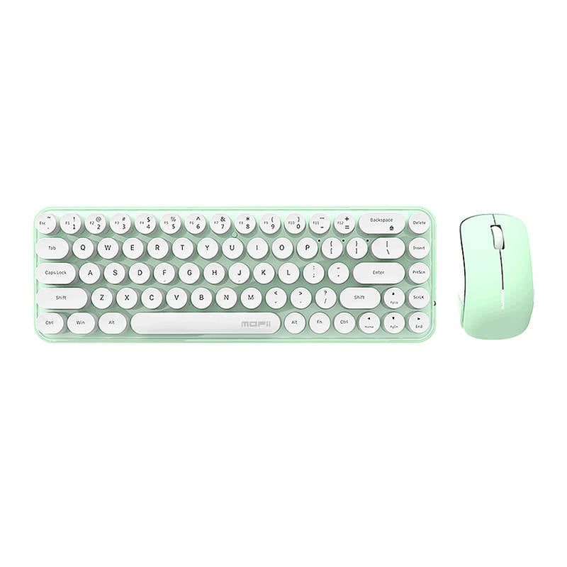 Cumpara acum Set tastatură + mouse fără fir MOFII Bean 2.4G (alb-verde) de la Mesterul Minune