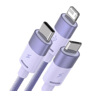 Cumpara acum 3in1 USB cable Baseus StarSpeed Series, USB-C + Micro + Lightning 3,5A, 1.2m (Purple) de la Mesterul Minune