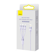 Cumpara acum 3in1 USB cable Baseus StarSpeed Series, USB-C + Micro + Lightning 3,5A, 1.2m (Purple) de la Mesterul Minune