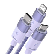 Cumpara acum 3in1 USB cable Baseus StarSpeed Series, USB-C + Micro + Lightning 3,5A, 1.2m (Purple) de la Mesterul Minune