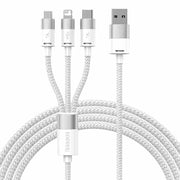 Cumpara acum 3in1 USB cable Baseus StarSpeed Series, USB-C + Micro + Lightning 3,5A, 1.2m (White) de la Mesterul Minune