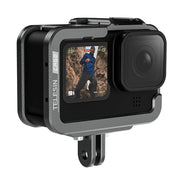 Cumpara acum Telesin carcasă de siguranță din aluminiu pentru GoPro Hero 12 / 11 / 10 / 9 cu mâner vertical de la Mesterul Minune