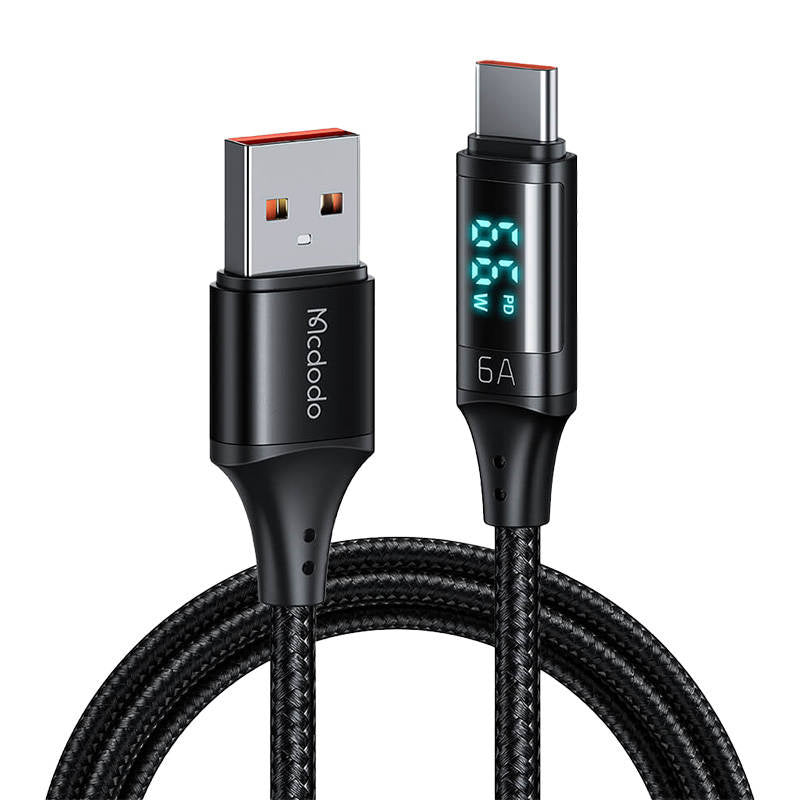 Cumpara acum Mcdodo CA-1080 Cablu USB la USB-C cu afișaj, 66W, 6A, 1,2m (negru) de la Mesterul Minune