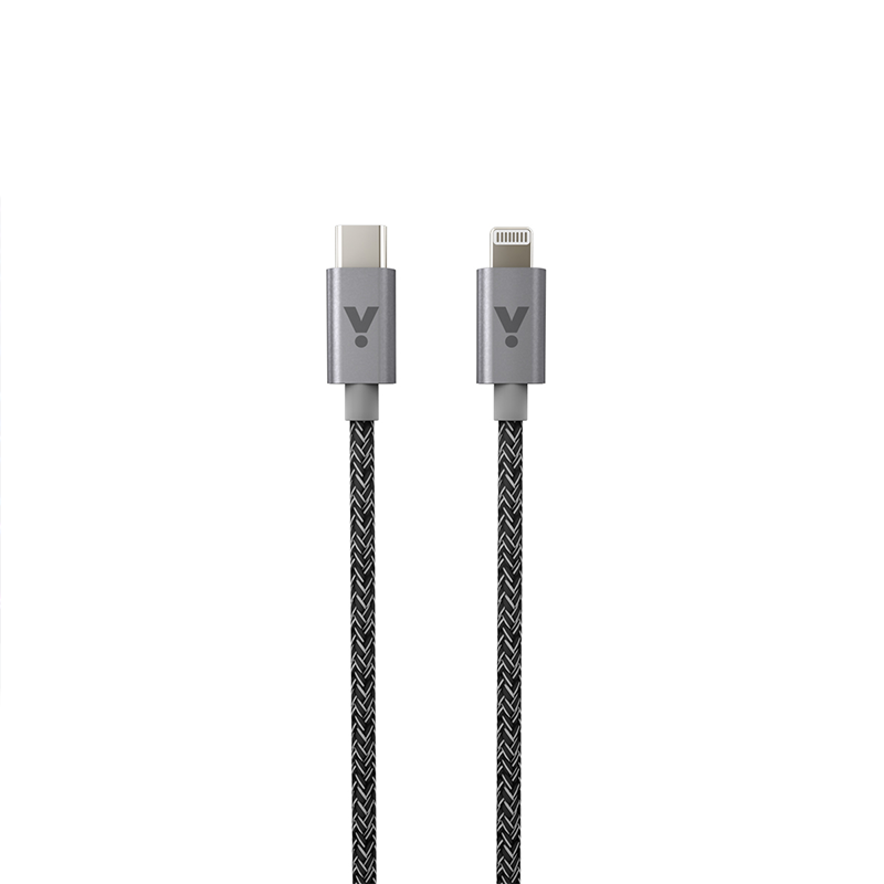 Cumpara Cablu de date ISTYLE fabric braided USB-C la Lightning 1.2m, Space Grey de la Mesterul Minune