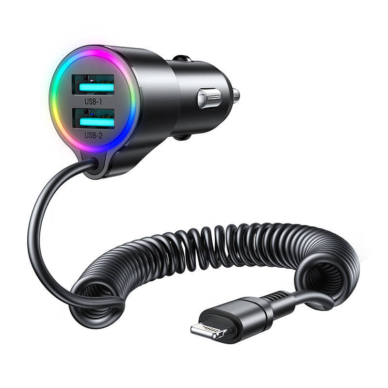 Cumpara acum Încărcător auto Joyroom JR-CL25, 2x USB + cablu Lightning (negru) de la Mesterul Minune