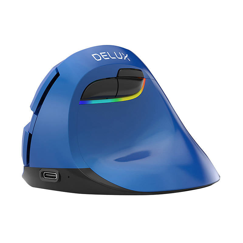 Cumpara acum Mouse vertical fără fir Delux M618Mini BT/2.4G 4000DPI RGB (albastru) de la Mesterul Minune