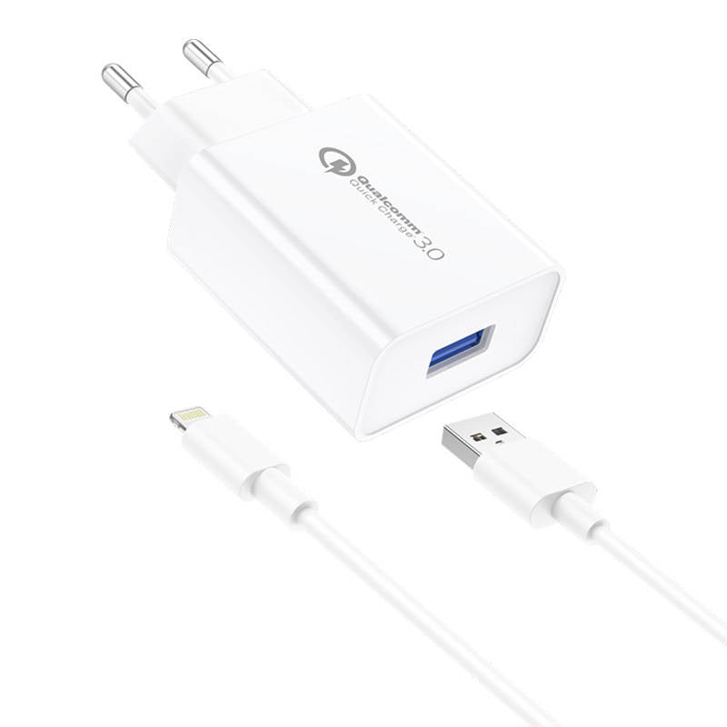 Cumpara acum Încărcător de rețea Foneng EU13 + cablu USB la Lightning, 3A (alb) de la Mesterul Minune