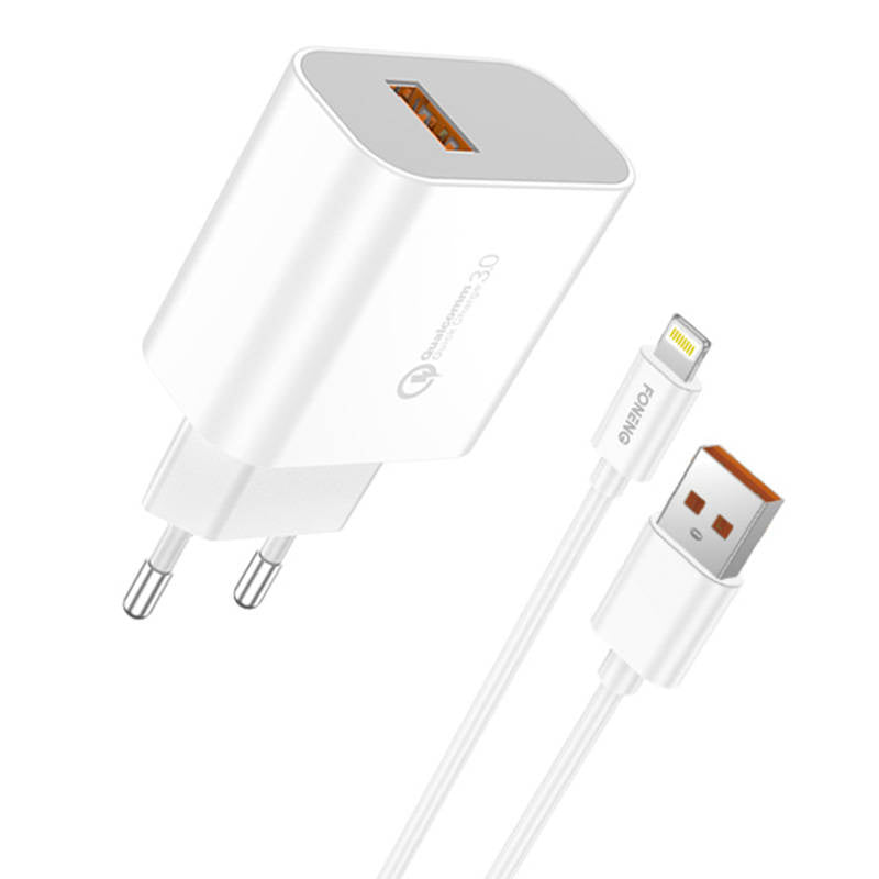 Cumpara acum Încărcător de rețea Foneng EU46, 1x USB, QC 3.0 + cablu USB Lightning de la Mesterul Minune