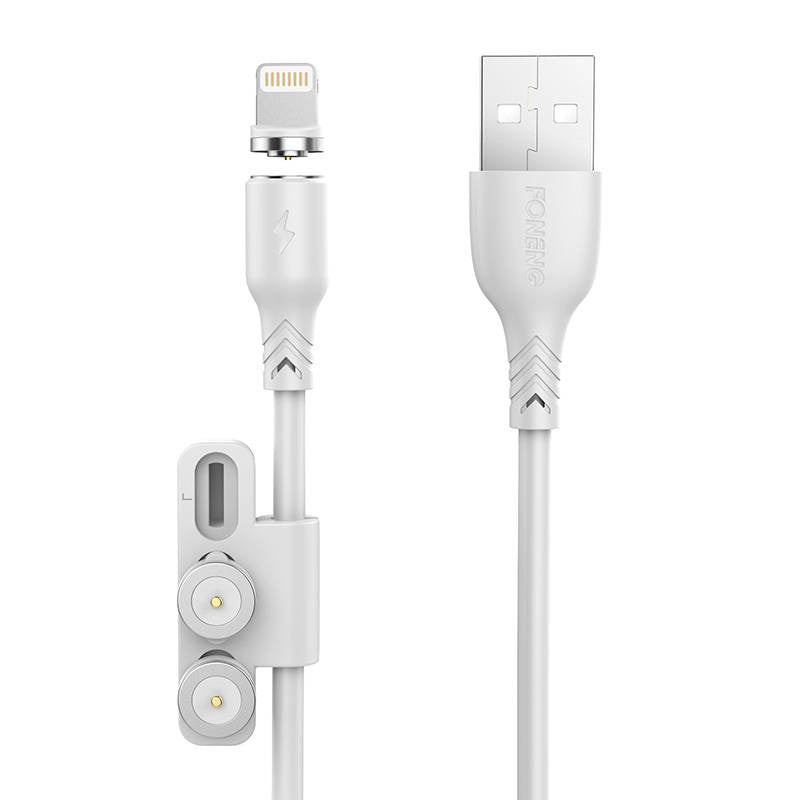 Cumpara acum Cablu magnetic 3 în 1 USB la USB-C / Lightning / Micro USB Foneng X62, 2.4A, 1m (alb) de la Mesterul Minune