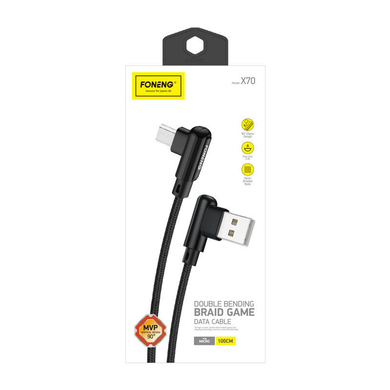 Cumpara acum Cablu unghiular USB la Micro USB Foneng X70, 3A, 1m (negru) de la Mesterul Minune