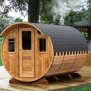 Sauna butoi din molid lungime 4m, diametru 2m cu antecamera
