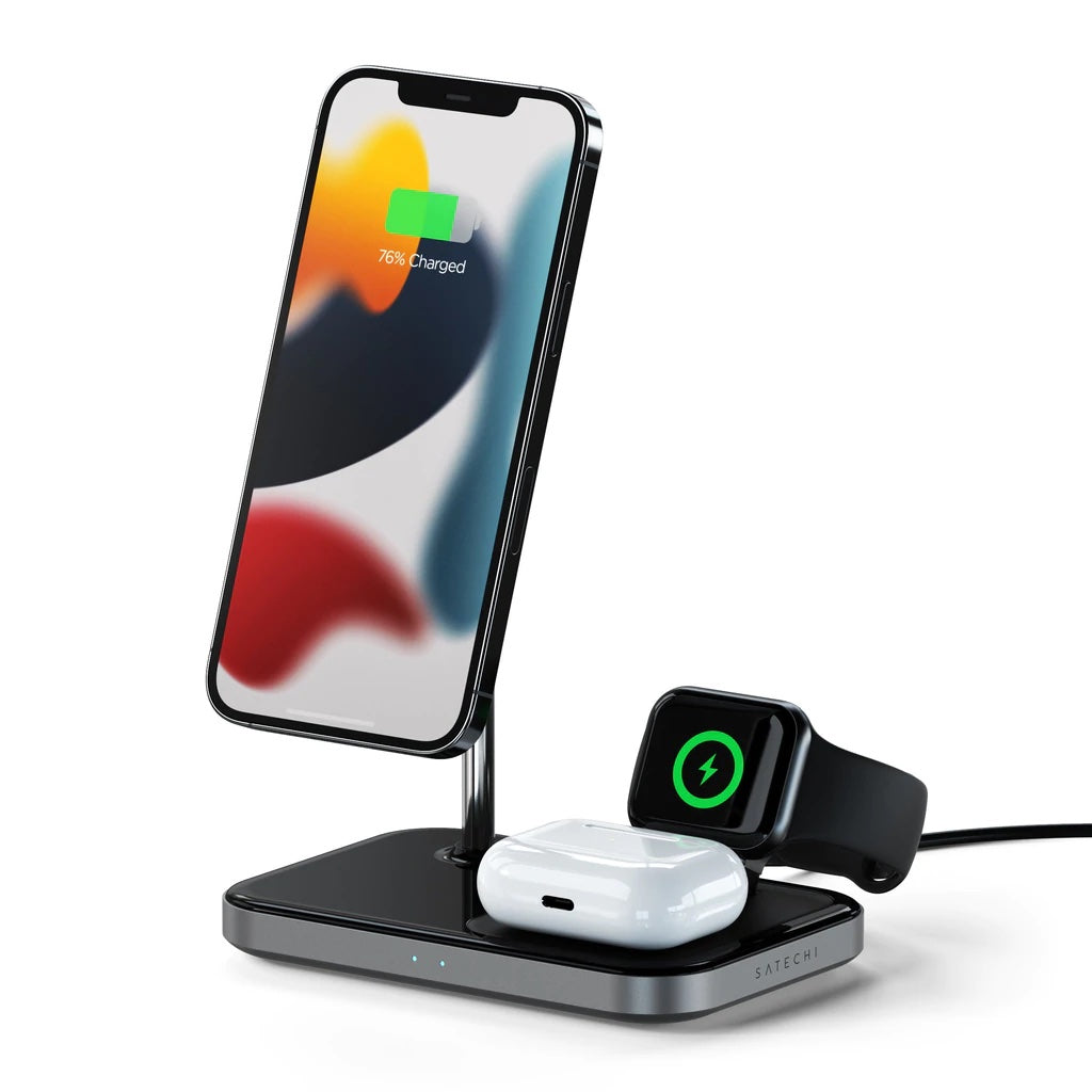 Cumpara Incarcator Wireless Satechi 3-in-1, Magnetic, USB-C, Negru de la Mesterul Minune