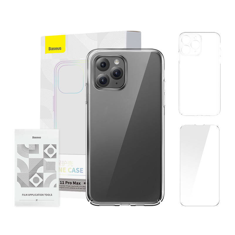 Cumpara acum Case Baseus Crystal Series for iPhone 11 pro max (clear) + tempered glass + cleaning kit de la Mesterul Minune