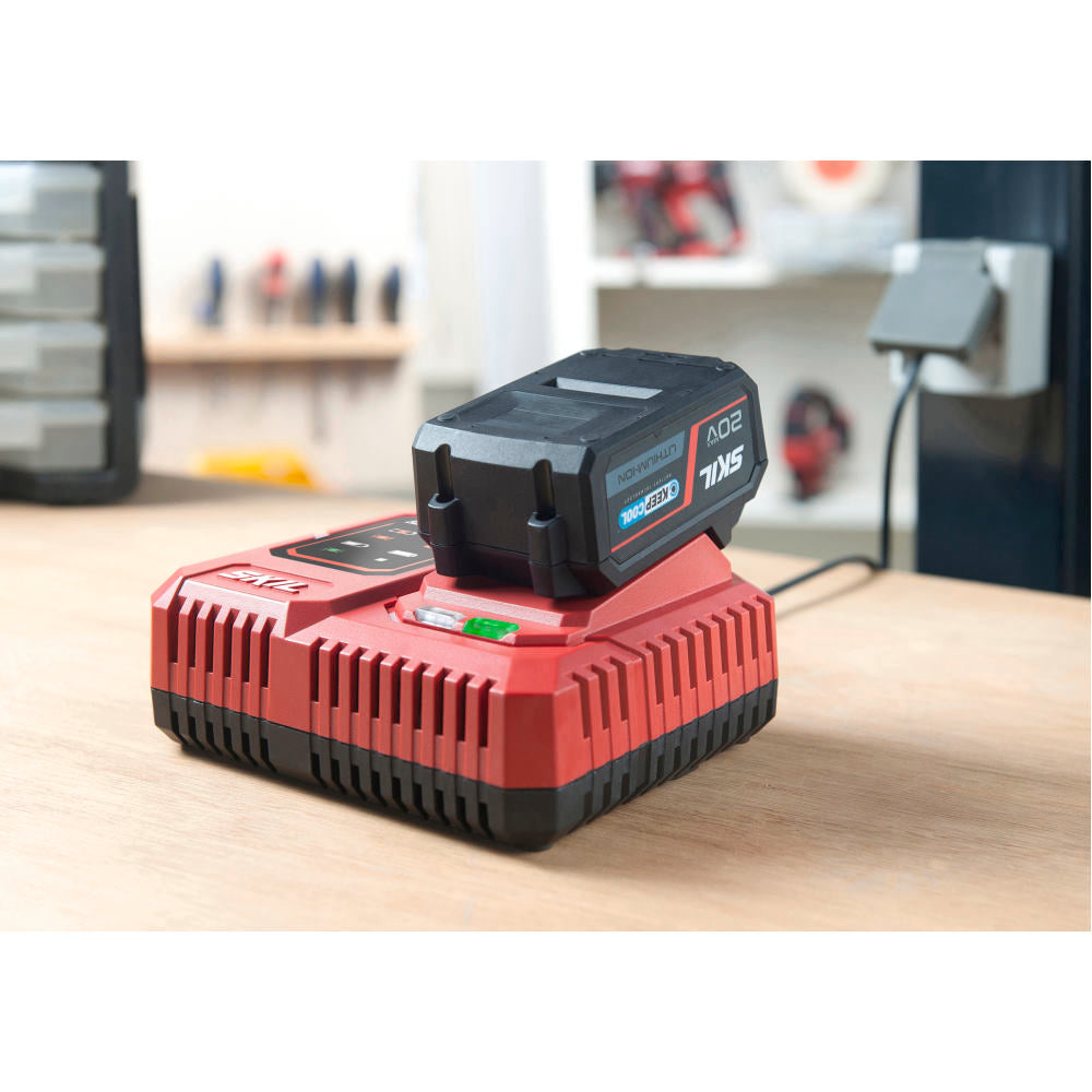 SKIL 3111 AA, Set incarcator si acumulator Li-Ion 20V Max, 4.0Ah, PWRCORE 20, indicator LED