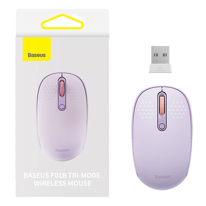 Cumpara acum Wireless mouse Baseus F01B Tri-mode 2.4G BT 5.0 1600 DPI (purple) de la Mesterul Minune