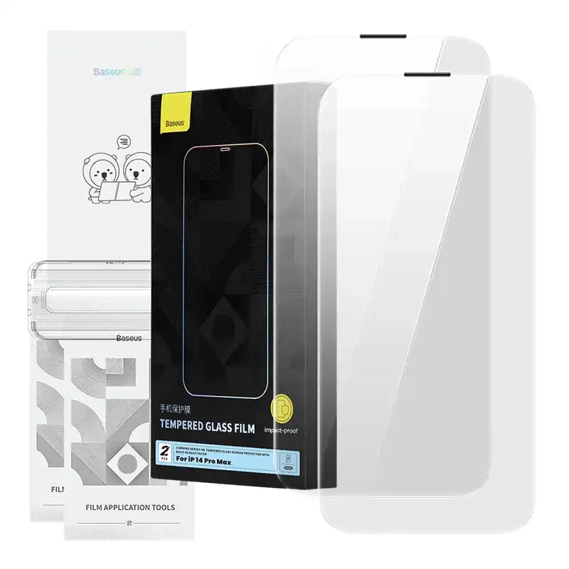 Cumpara acum Folie sticlă securizată Baseus Corning pentru iPhone 14 Pro Max cu filtru de praf încorporat de la Mesterul Minune
