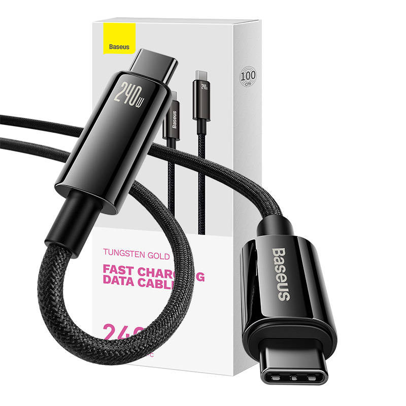 Cumpara acum Cablu USB-C la USB-C Baseus Tungsten Gold 240W de 1 m (negru) de la Mesterul Minune