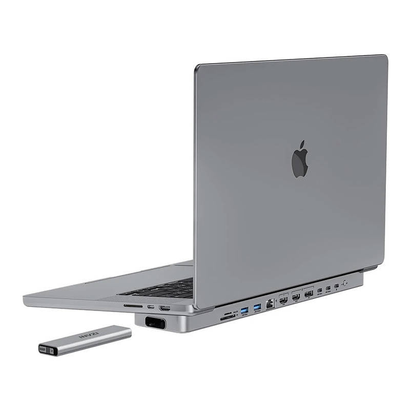Cumpara acum Stație de andocare / hub USB-C pentru MacBook Pro 13" / 14" INVZI MagHub 12w2 cu SSD bay (gri) de la Mesterul Minune