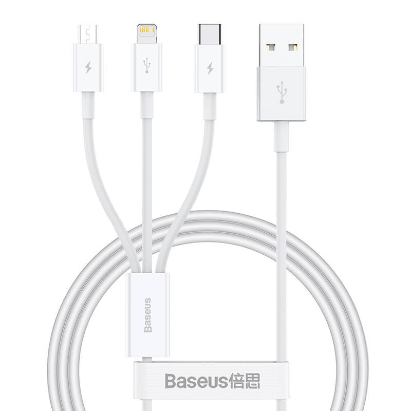 Cumpara acum Cablu încărcare rapidă USB la M+L+C Baseus Superior Data 3.5A 1m (alb) de la Mesterul Minune