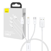 Cumpara acum Cablu încărcare rapidă USB la M+L+C Baseus Superior Data 3.5A 0,5m (alb) de la Mesterul Minune
