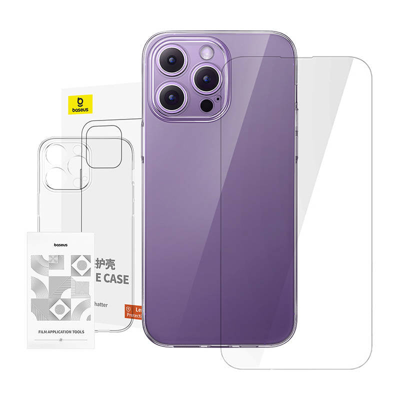 Cumpara acum Clear Case Baseus iPhone 14 Pro Max+ tempered glass de la Mesterul Minune