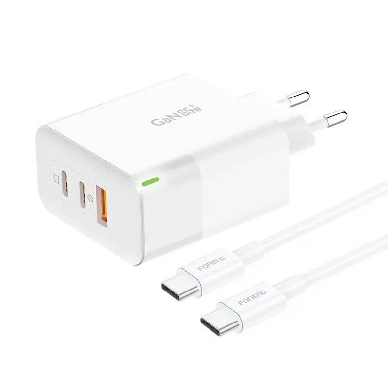Cumpara acum Încărcător Foneng GAN65 USB-A, 2x USB-C GaN 65W cu cablu USB-C de la Mesterul Minune