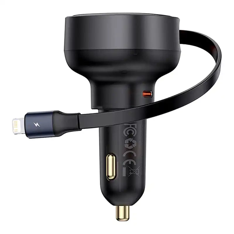 Cumpara acum Încărcător de mașină Baseus Enjoyment Pro cu cablu Lightning + USB-C, 55W (negru) de la Mesterul Minune
