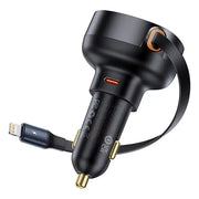 Cumpara acum Încărcător de mașină Baseus Enjoyment Pro cu cablu Lightning + USB-C, 55W (negru) de la Mesterul Minune