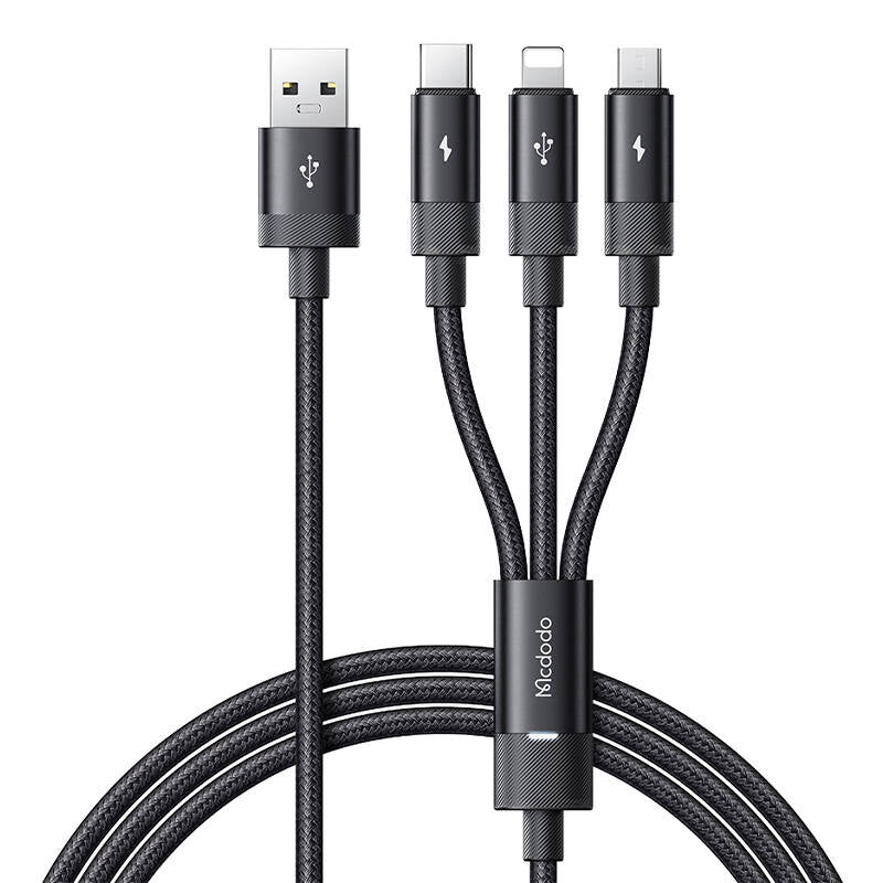 Cumpara acum Cablu 3in1 USB la USB-C / Lightning / Micro USB, Mcdodo CA-5790, 3.5A, 1.2m (negru) de la Mesterul Minune