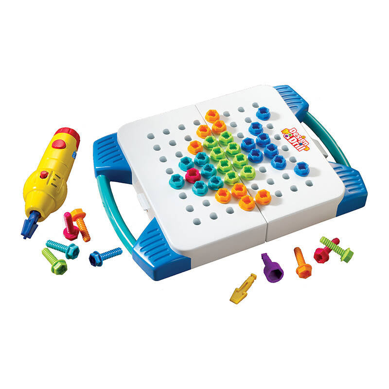 Cumpara acum Mașină de găurit și șurubelniță de jucărie cu kit de construcție în cutia Learning Resources EI-4117 de la Mesterul Minune