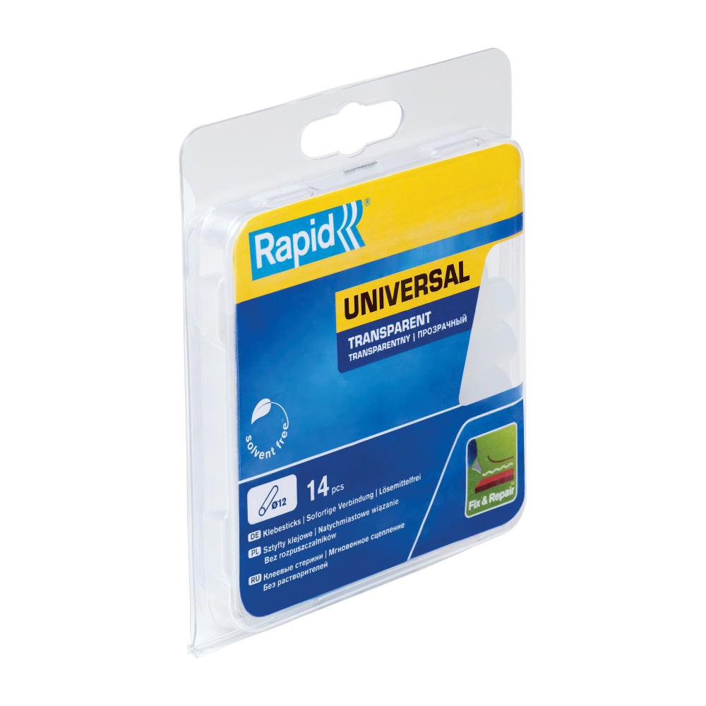 Rapid 40107946, set 14 batoane de adeziv, universale, transparente, 12 x 94 mm