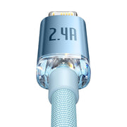 Cumpara acum Cablu USB la iP Baseus Crystal Shine, 2.4A, 1.2m (albastru) de la Mesterul Minune