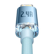 Cumpara acum Cablu USB la iP Baseus Crystal Shine, 2.4A, 2m (albastru) de la Mesterul Minune