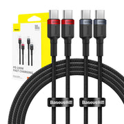 Cumpara acum Cablu Baseus Cafule USB-C la USB-C 100W, 2m, 2psc (roșu negru, gri negru) de la Mesterul Minune