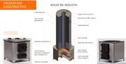 Boiler pe lemne FM Group din inox 90 L cu focar cu usi din tabla