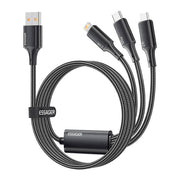 Cumpara acum Cablu USB-A 3in1, Essager, EXCMTL-JJ01-P, USB-C/Lightning/Micro, 100W, 1.2m (negru) de la Mesterul Minune
