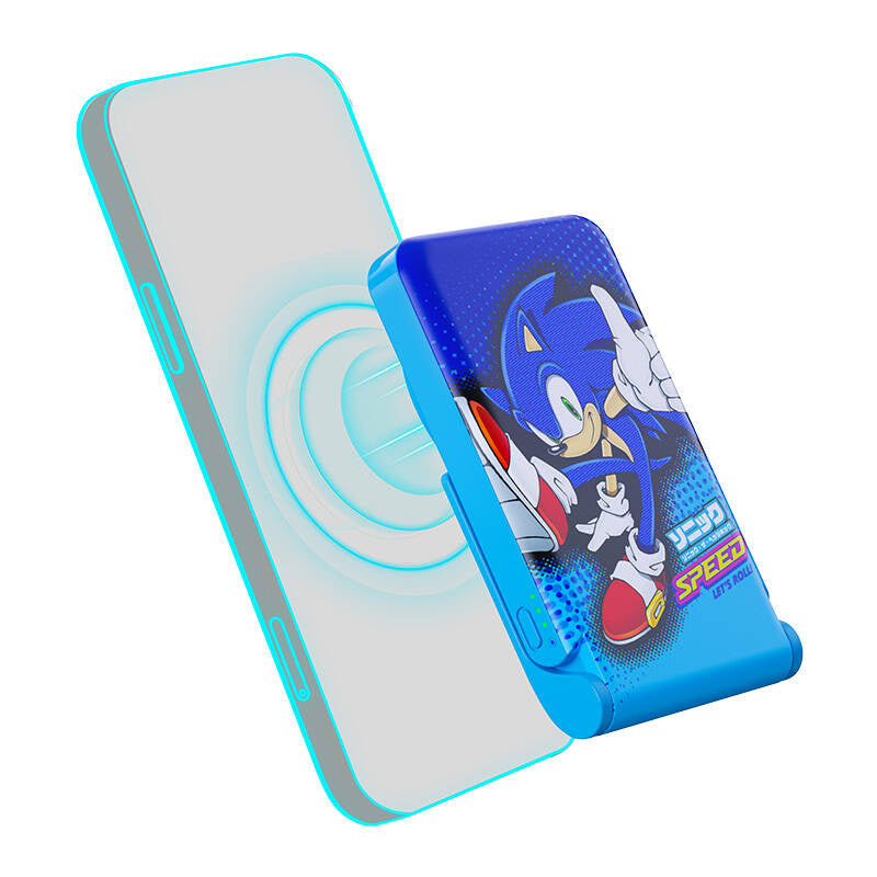 Cumpara acum Powerbank magnetic OTL 5000 mAh, USB-C 15W, Sonic The Hedgehoh cu suport (albastru) de la Mesterul Minune