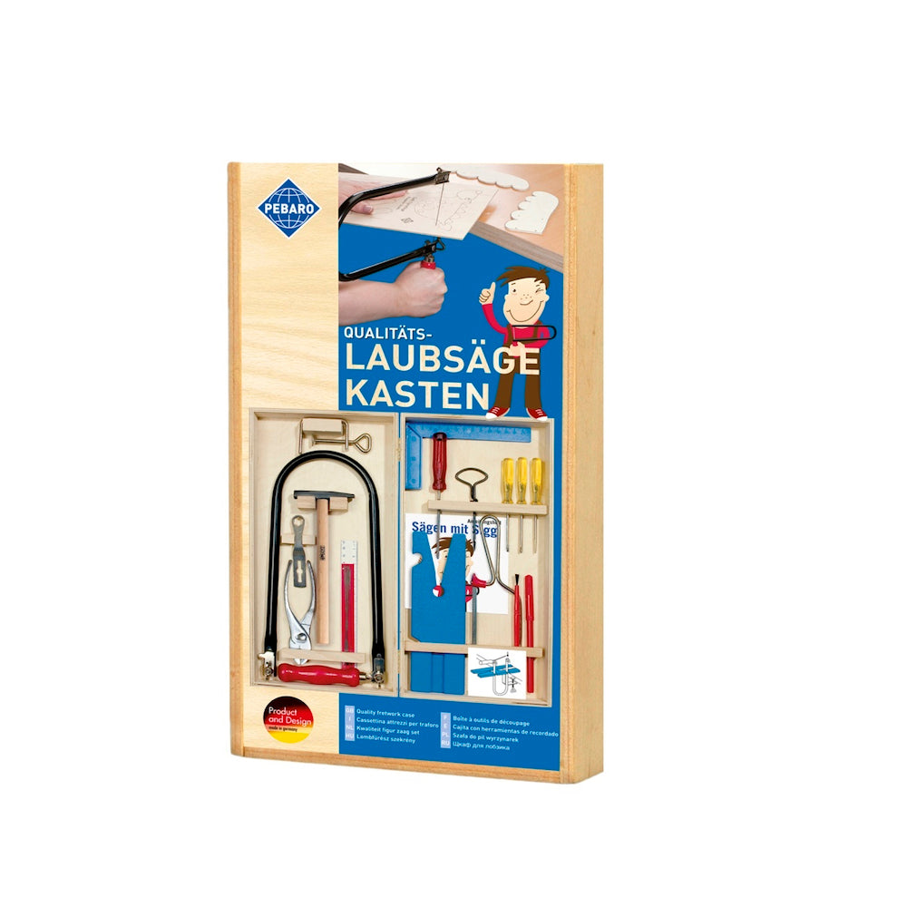 Cumpara acum Set traforaj in cutie de lemn, include unelte si accesorii, Pebaro 450 de la Mesterul Minune