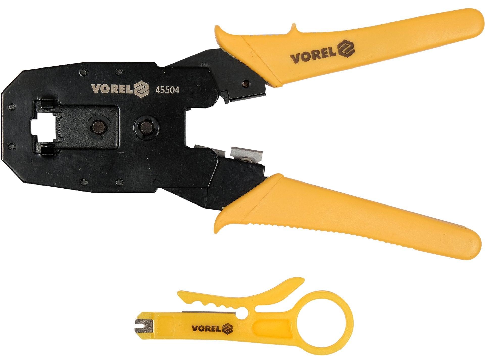 CLEȘTE PENTRU SERTIZAREA MUFELOR RJ45, RJ10, RJ11 VOREL 45504