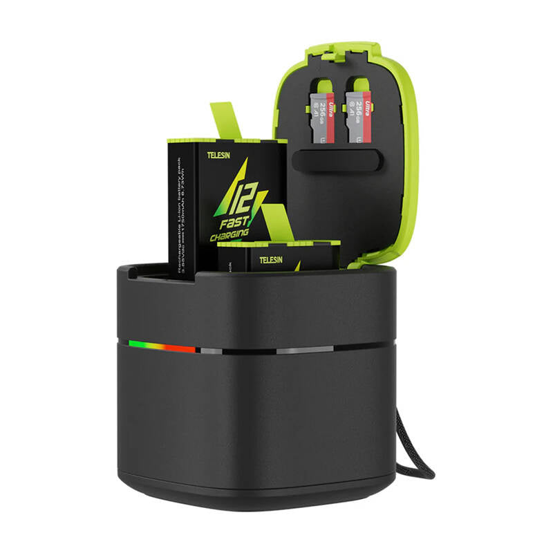Cumpara acum TELESIN Box încărcător cu două canale pentru GoPro Hero 12 / 11 / 10 / 9 (încărcare rapidă) de la Mesterul Minune