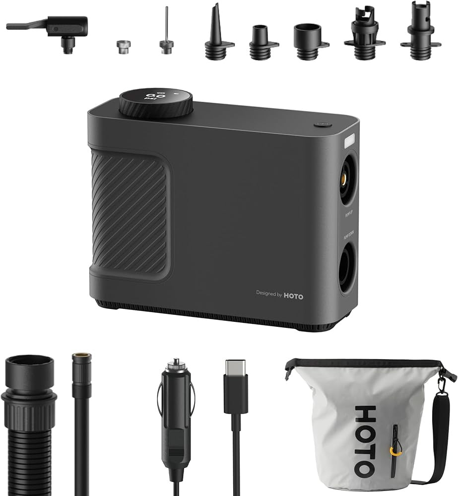 Cumpara acum Compresor portabil, pompă HOTO QWCQB002 (3x 2500 mAh, 150 PSI, 350 L, 12V) de la Mesterul Minune