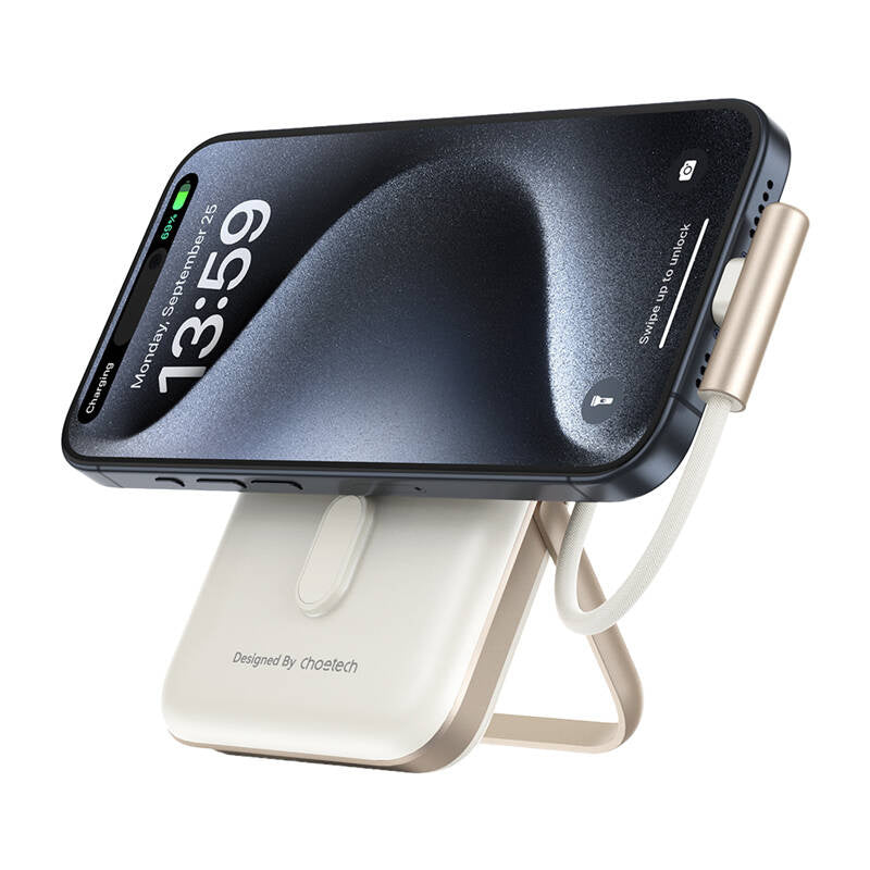 Cumpara acum Choetech B735 powerbank magnetic 10000mAh 20W PD + cablu USB-C (alb) de la Mesterul Minune