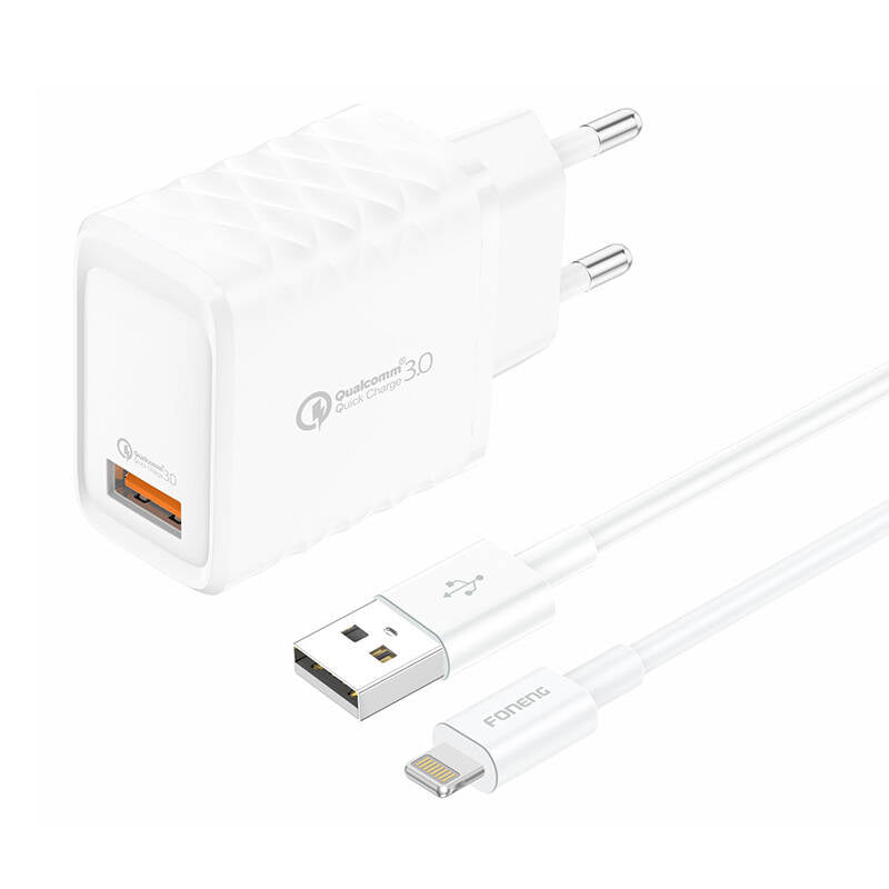 Cumpara acum Încărcător de rețea Foneng EU54 USB-A, 3A (alb) + cablu USB-A la Lightning de la Mesterul Minune