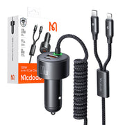 Cumpara acum Mcdodo CC-0370 încărcător auto, USB-C, Lightning, 120W, cabluri retractabile de la Mesterul Minune