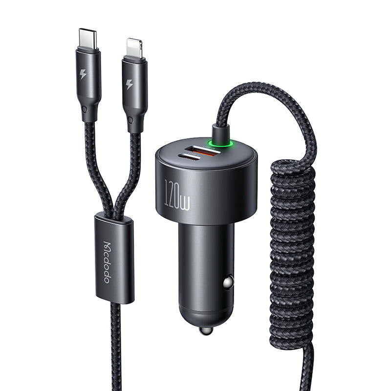 Cumpara acum Mcdodo CC-0370 încărcător auto, USB-C, Lightning, 120W, cabluri retractabile de la Mesterul Minune