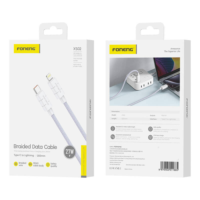 Cumpara acum Cablu USB-C do Lightning Foneng XS02 PD27W, 1.2m (fioletowy) de la Mesterul Minune