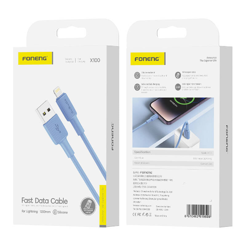 Cumpara acum Foneng X100 USB-A la cablu Lightning 2.4A, 1.2m (albastru) de la Mesterul Minune