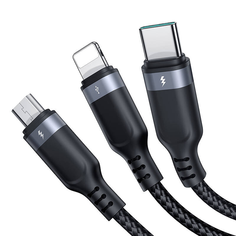 Cumpara acum Cablu multifuncțional USB la USB-C 2x Lightning Micro Joyroom S-A18 de la Mesterul Minune