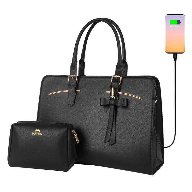 Cumpara acum Geantă pentru laptop 15.6'' pentru femei cu husă cosmetică Matein 1310 Black USB de la Mesterul Minune