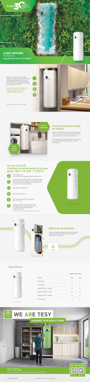 Boiler cu pompa de caldura TESY HPWH 3.2 WH 150 T01, 150l, 1500W, Alb
